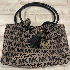 Michael Kors Black and Tan Logo Tote Bag